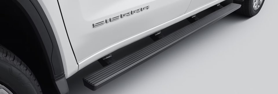 Close-up view of the Side Step on a GMC vehicle.