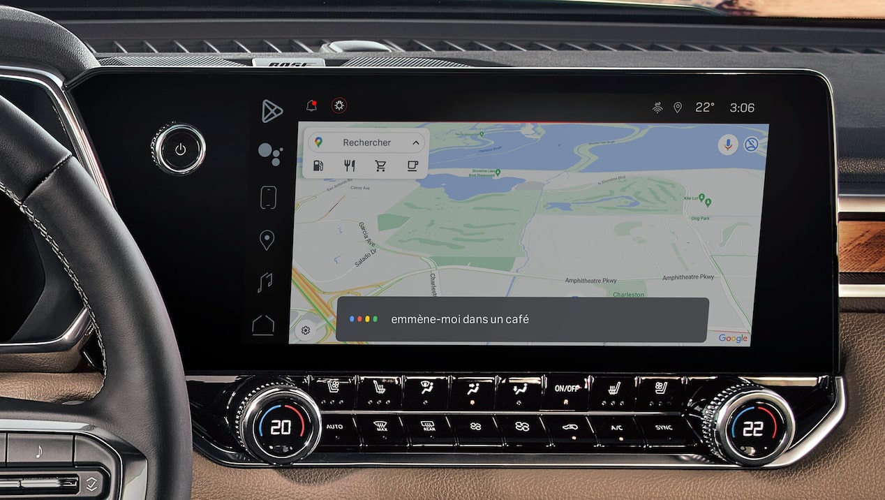 Système d’infodivertissement à bord d’un véhicule GM Parcs.