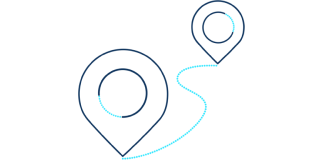 Icône d’emplacement et d’alerte en cas de franchissement de limite.